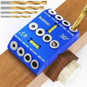 Blekoo 313097240205 Angled Drill Guide Jig With Level 4 Bits For Wood Posts And Cabl