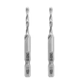 Jr230129030 Bonsicoky 2 Pcs 6-32nc Combination Tap And Drill Bit Multi Use Countersink Hex Silver