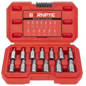Bornpye 768383100679 13 Pcs Screw Extractor Set Hex Head Multi-spline Easy Out Bolt Kit