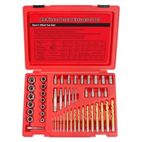 6542 Bornpye 768383101027 49pcs Screw Extractor Set 37# Cr-mo And 6542# Left Hand Reverse Drill Bit Eas