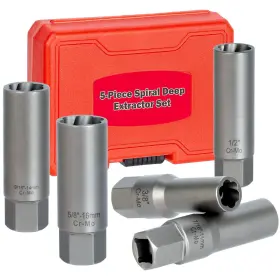 Bornpye 768383101072 5pcs Deep Bolt Extractor Kit Easy Out Spark Plug Socket Set Ez Ou
