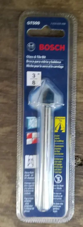Gt500 Bosch 000346372281 3/8 Inch X 4 L Carbide Tipped Glass And Tile Bit 3-flat Shank 1 Pc