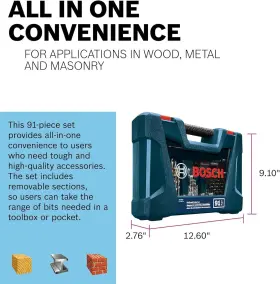 Bosch 000346662405 Drill And Drive Set With Case 91 Pieces