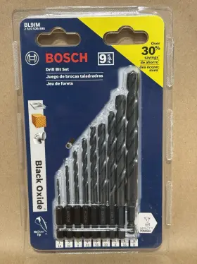 Bl9im Bosch 9-piece Assorted Set Black Oxide Metal Drill Bits Impact Tough