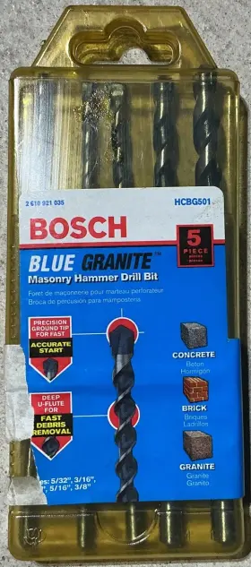 Hcbg501 Bosch Blue Granit 5 Pieces Set Hammer Masonary Drill Bits