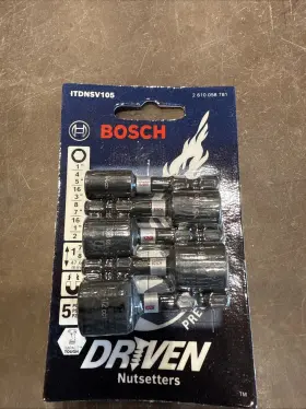 Itdnsv105 Bosch Impact Nutsetter Set 1/4 In Hex 5 Piece Inch 5/16 3/8 7/16 1/2 Magnet