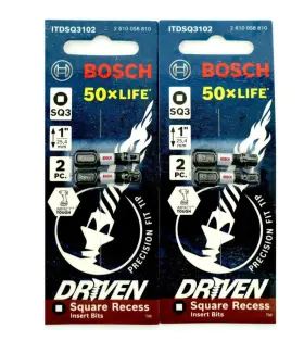 Itdsq3102 Bosch Sq3 1 Inch 2pc Square Recess Insert Bits 2 Packages 4 Total