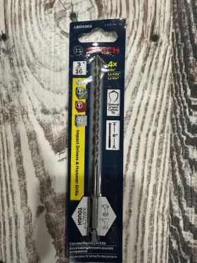 Lbhx003 Bosch Carbide Impact Driver Drill Bit 3/16 Inch X 6 For Concrete Masonry
