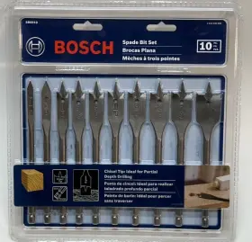 Sb0010 Bosch Daredevil 10 Pc Chisel-point Spade Drill Bit Set Quick Change Shank