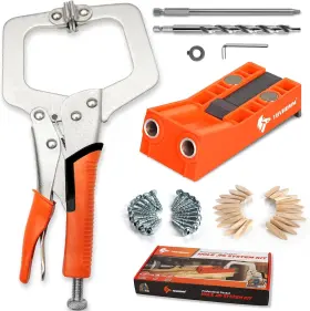 Brand Tbvhomm 612755573359 Pocket Hole Jig System Kit Screw With 11 Inch Clamp Orange