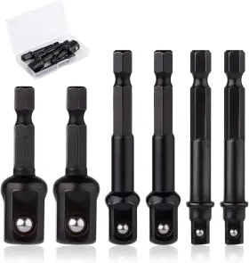 1042325 Brand Xihircd 6pcs Impact Socket Adapter Set 1/4 1/2 3/8 Inch Medium Black