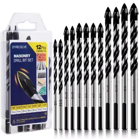 Branded 313110139103 12-pcs Masonry And Concrete Drill Bit Set 1/8 To 1/2 Inch Professional