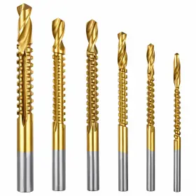 Branded 5354gftd4530 6 Pack Titanium Hss Serrated Side Cutting Drill Bit Set 1/4 Hex Shank Wood Metal