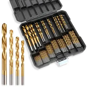 6d9vfxcy Branded 99pcs Drill Bit Set 1/16-3/8 Hss Titanium Multi Bits Twist Metal Tools