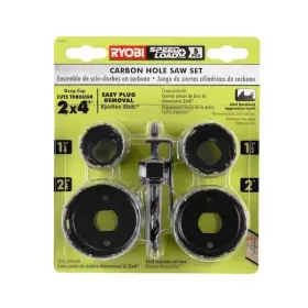 A10hs09 Branded Ryobi Carbon Hole Saw 5-piece Set Easy To Clear Cuts Thru 2x4 Wood