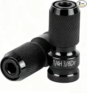 Ad003 Branded 2pc 3/8 Inch To 1/4 Impact Wrench Adapter Quick Release Bit Holder Cr-mo Steel Wi