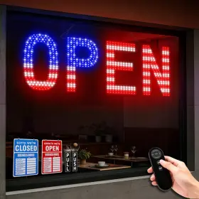 Etg-os3010 Branded Led Open Signs For Business 30 Inch X10 Large - Us Flag