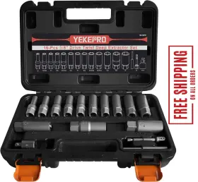 T38316 Branded 16-piece Deep Well Bolt Extractor Set For Damaged Bolts And Nuts Cr-mo Steel