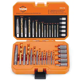 Tm1210 Branded 19pcs Screw Extractor Set Easy Out Hss Steel Reverse Drill Bit Broken Nuts New