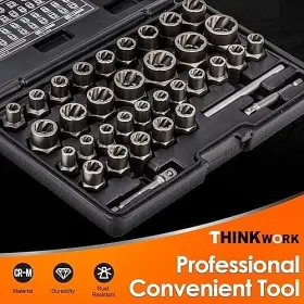 W6089 Branded 35-piece Easy Out Bolt Extractor Kit For Damaged And Rusted Fasteners