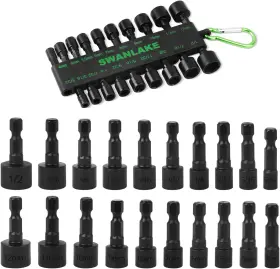 Branded01 313016336330 Swanlake 20pcs Power Nut Driver Set For Impact Drill 1/4 Inch Hex Head Bit Se