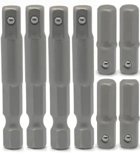 Branded01 313038888855 8 Pieces 1/4 Hex To Socket Adapter Inch Square Bit Power Tool Lacquered