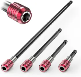 Branded01 445015719708 4 Pcs Drill Bit Extension Set 1/4 Inch Hex Shank Magnetic Holder In 2 6 12