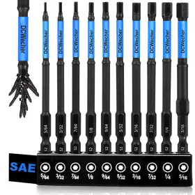 Branded01 705353746703 10 Piece Impact Allen Key Drill Bit Set 4 Inch Hex Magnetic S2 Steel Diy Repair