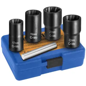 Xw005 Bsuxmafg 5pcs Lug Nut Remover 1/2inch Drive Bolt Extractor Set Easy Out Extracto