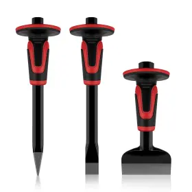 T8-53 C&t 701871479734 3pcs Heavy Duty Masonry Chisel Set With Hand Guard Stone And Rock