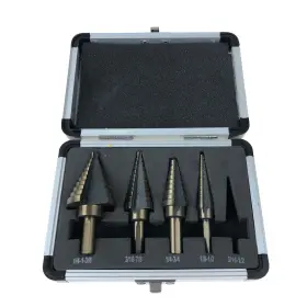 Bdbsd5p Cal Hawk Step Drill Bit Set 4pc Sae Tri Flat Shank High Speed With Case