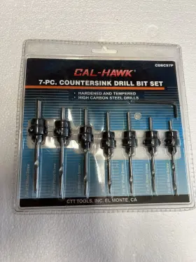 Cdbcs7p Cal-hawk New 7 Pc Countersink Drill Bit Set Woodworking Tools Tampered And Hardened