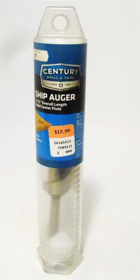 38564 Century Ship Auger 1 Inch #38564 7-1/2 Overall Length Solid Center Flute