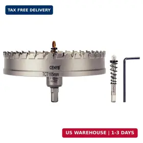 Cenyb Chs1165 6-1/2 Inch 165mm Tungsten Carbide Tipped Hole Saw With 2pcs Titanium-plated Pilot