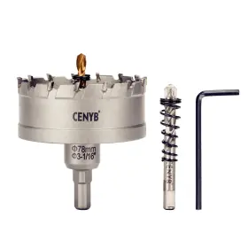 Chs178 Cenyb 3-1/16 Inch 78mm Tungsten Carbide Tipped Hole Saw With 2pcs Titanium-plated Pil