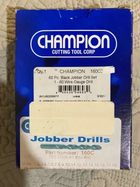 160c Champion Cutting Tool - 60 Pc Black Jobber Drill Set 1-60 Wire Gauge