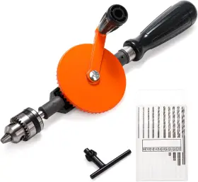 Cididu 313100073035 Manual Hand Drill 1/4-inch Capacity Speedy Set With 10 Pcs Bit
