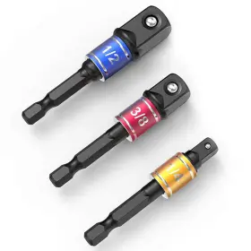 Cigotu 798942788611 Socket Adapter Extension Set 1/4 3/8 1/2 Inch Hex Shank Impact Grade Pow