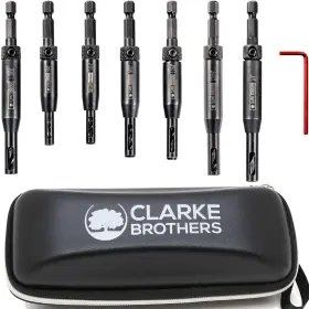 Clarke Brothers 860009359888 Self-centering Drill Bit Set 8-pack Assorted Sizes For Hinges And Hardware