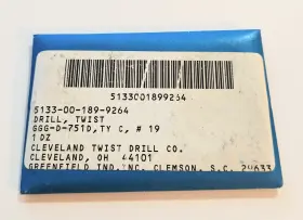 5133-00-189-9246 Cleveland 12 Twist Drill Ggg-d-751d Type C #19 New Old Stock