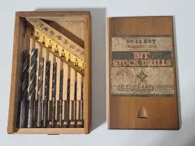 No-13 Cleveland Twist Drills Vintage Tools No 13 Bit Set Drill Company Wood Case