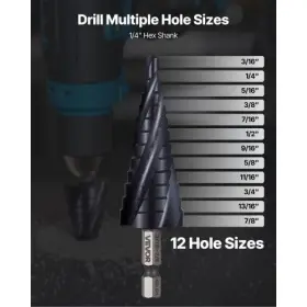 Cobalt 197988887164 Step Drill Bit 316 To 78 Inch 14 Hex Shank Tialn Coating Cobalt 197988887164 Step Drill Bit 316 To 78 Inch 14 Hex Shank Tialn Coating