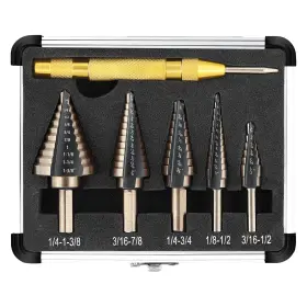 Comoware 431227851885 Step Drill Bit Set 5pc Titanium Hss Unibit 3/16 1-3/8 Inch For Metal Wood Plastic