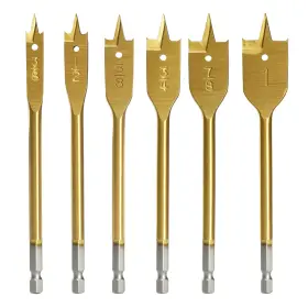 Tgspade-6 Comoware 657419854726 Spade Drill Bit Set- Paddle Flat Bits Hole Cutter Titanium Coating Carbon