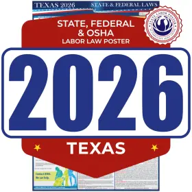 Tx-2017-en Compliance Audit Center 2026 Texas State And Federal Labor Law Poster - Osha 17 Inch X 40 English