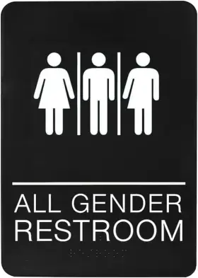 Cw-733 Corko Manufacturing All Gender Braille Restroom Sign Black - Comes With Double Sided 3m
