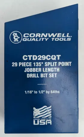 Ctd29cqt Cornwell Ctd29c Quart - 29 Piece 135 Degree Split Point Jobber Length Drill Bit Set