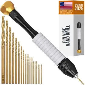 Craft911 065007887004 Pin Vise Hand Drill Manual - Jewelry With Micro Bits 0.8mm-2.5mm Rotar