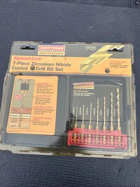 26166 Craftsman Sears Usa Nos 7pc Zirconium Nitride Speed Lok Drill Bit Set Prof