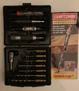 26173 Craftsman Speed-lok Usa 17 Piece Drill Bit/drill No. Vg Condition
